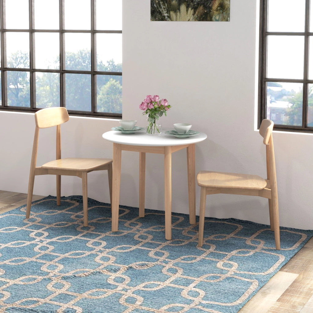 Tavolo da pranzo rotondo ¨C zephmum ¨C bianco + legno naturale 75x75x76 cm