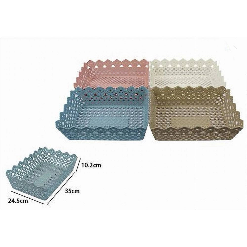 Trade Shop - Cestino Porta Tutto Oggetti Multiuso Plastica Rettangolare 35x24.5x10.2 Cm 79473 -
