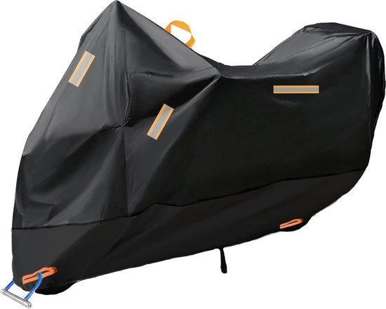 Copertura motociclistica impermeabile 300D tessuto di zaino compattato per motocicletta stoffa copertura resistente all'acqua stoffa impermeabile contro pioggia vento con guaina impermeabile 265x105x125cm dimensioni XXXL