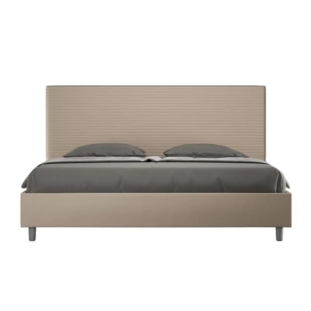 Letto matrimoniale king size senza rete imbottito 200x210 similpelle tortora Focus