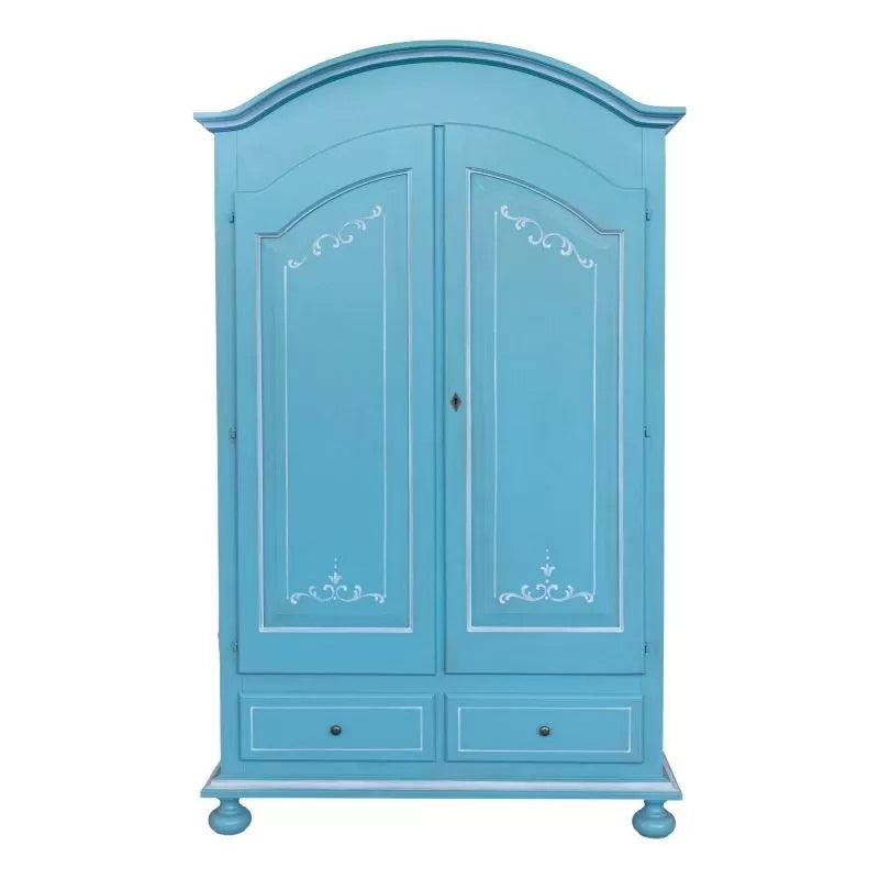 Armadio shabby chic legno decorato azzurro anticato 125x60x200 - Mobili 2G