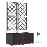 Set di 2 eleganti fioriere da giardino moderne 80 x 40 x 142 cm con sistema di irrigazione acciaio marrone 02_0058526