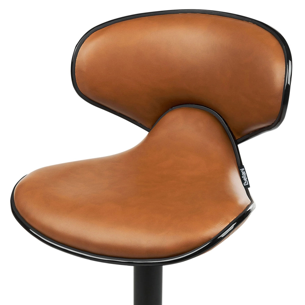Set di 2 sgabelli moderni senza braccioli regolabili in altezza in ecopelle marrone dorato regolabile in altezza Glamour