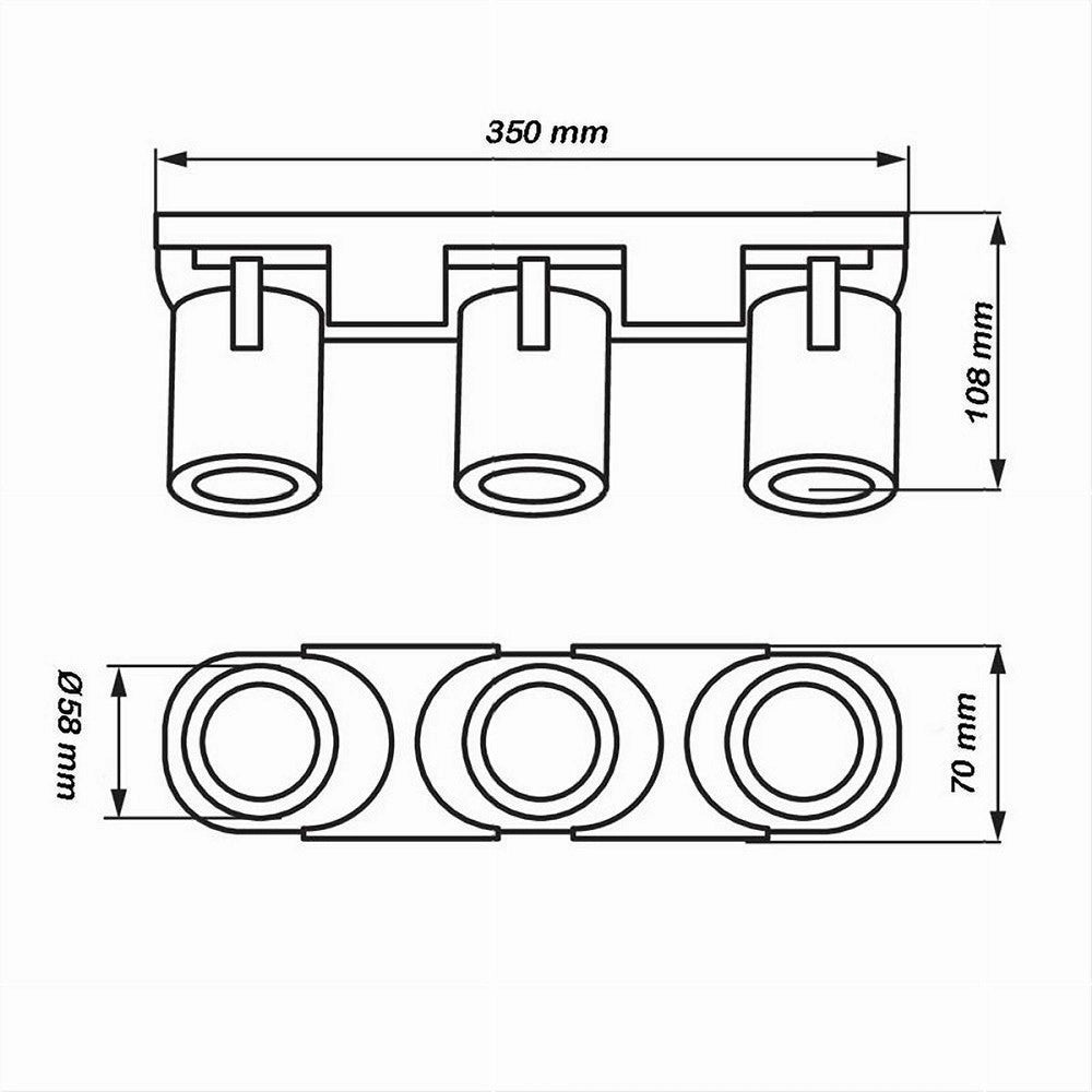 Trade Shop - Applique 3 Diffusori Orientabile Soffitto Parete Lampada Gu10 Bianco Nero Th8803 - Bianco