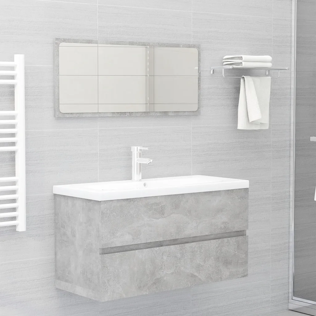 Mobile con Lavabo Integrat-Armadietto da Cucina-Lavandinoo Grigio Cemento in Legno Multistrato 928906