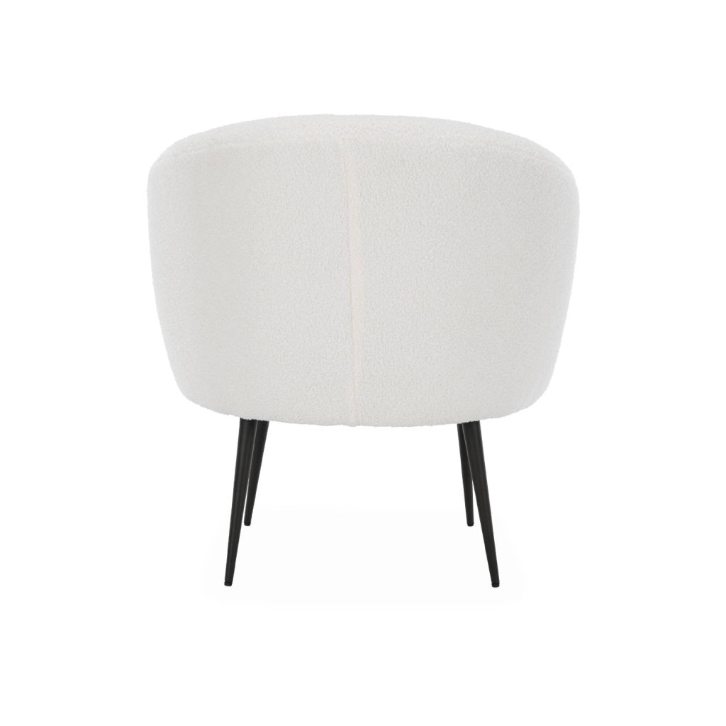 Poltrona di design in boulcé bianca e metallo, crema