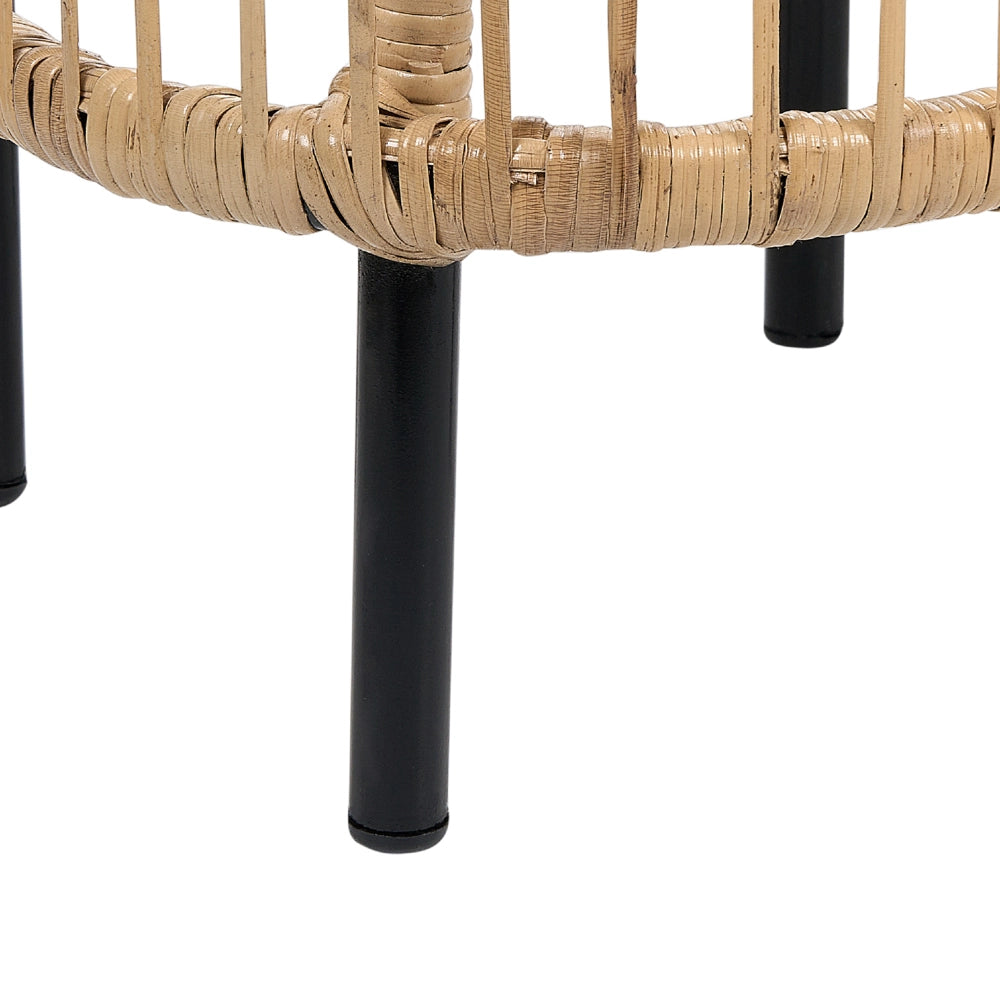 Tavolino in rattan nero naturale fatto a mano resistente ai raggi UV 67 x 67 cm stile boho interno ed esterno