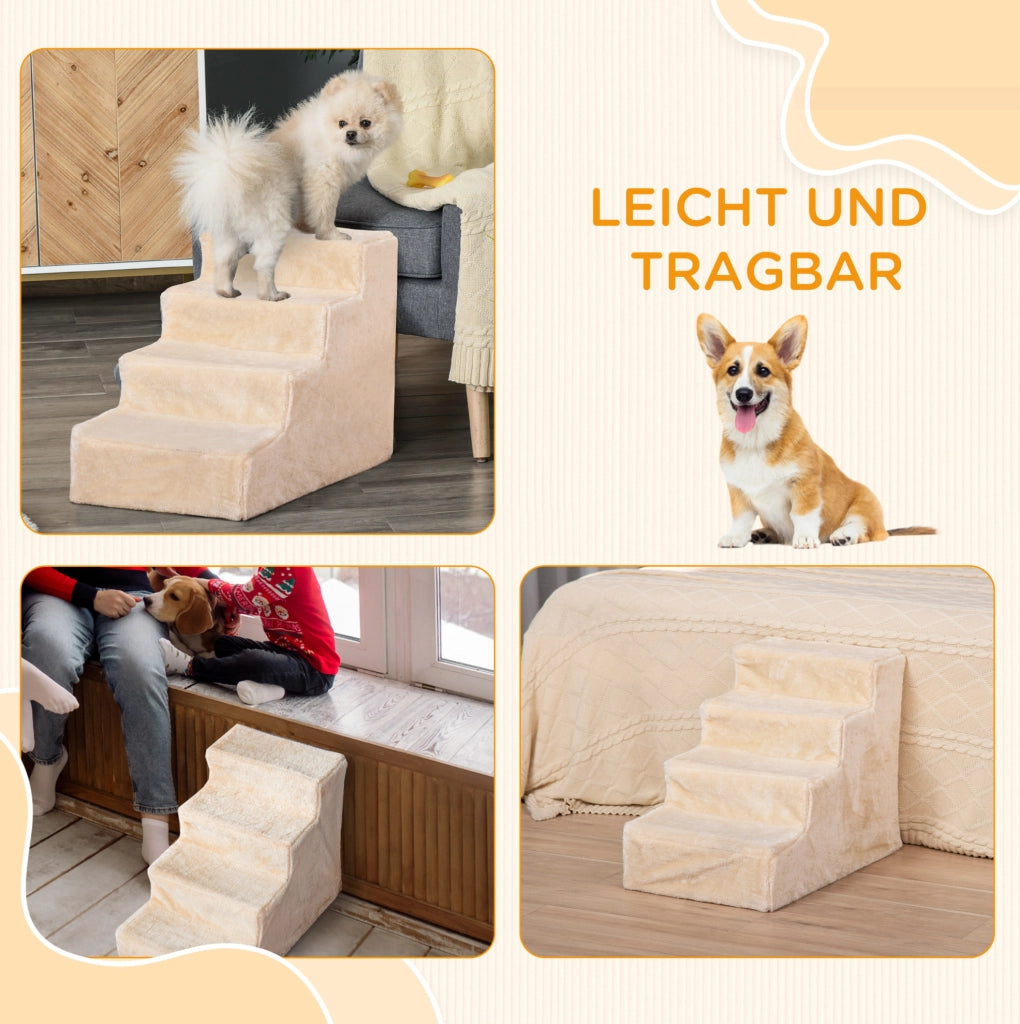 Scaletta per animali a 4 gradini beige 60 x 35 x 44 cm
