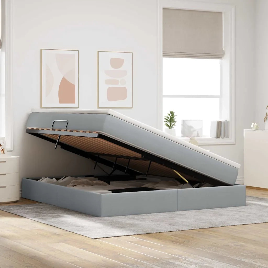 Letto con contenitore e materasso Grigio chiaro 180 x 200 cm 3370242