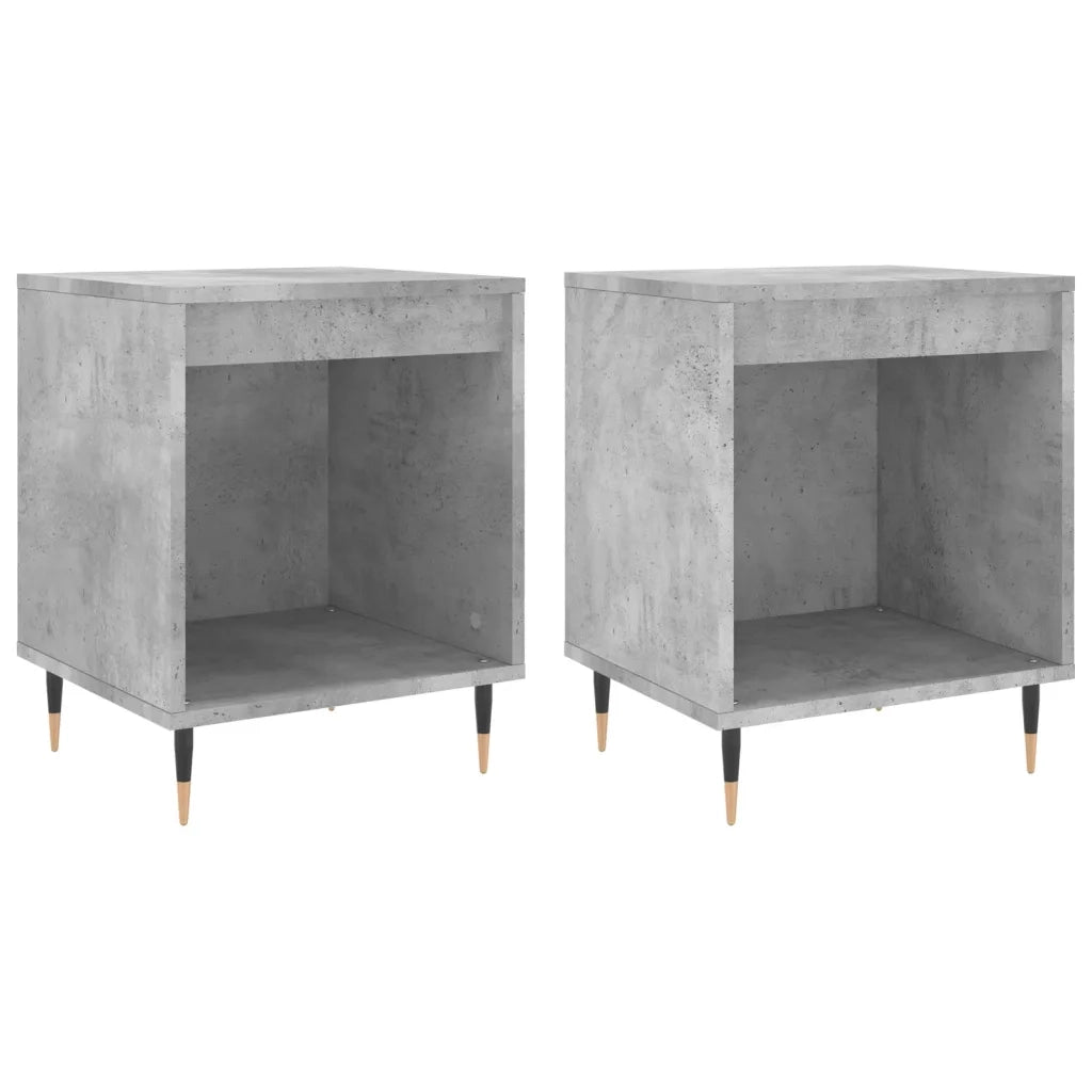 Comodini 2pz-Set di 2 Tavolino da notte Grigio Cemento 40x35x50 cm in Legno Multistrato 477147