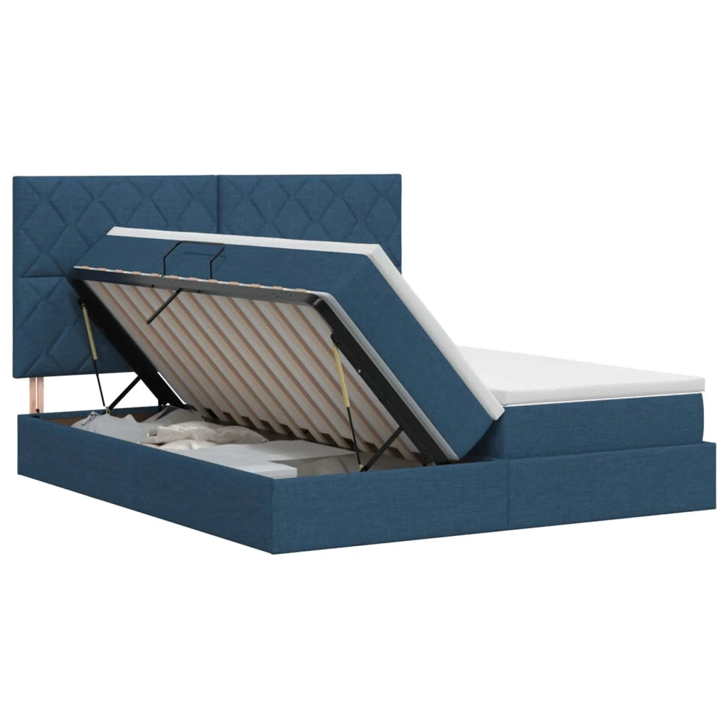 Letto con Contenitore con testiera Blu 180 x 200 cm Tessuto 3459806