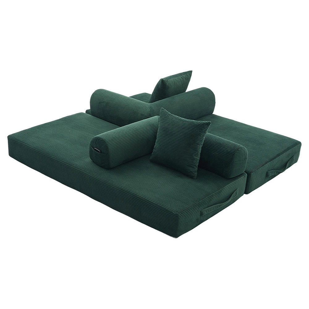 Divano pieghevole - Xylo - Struttura metallica, 3 cuscini, verde smeraldo
