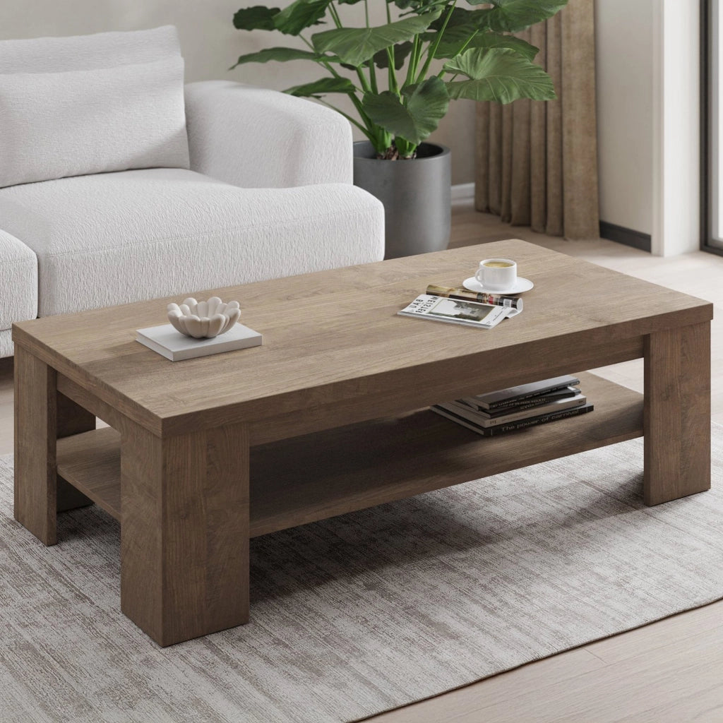 Carlazzo, Tavolino da Salotto un Vano, 130x67x41h cm Marrone Noce
