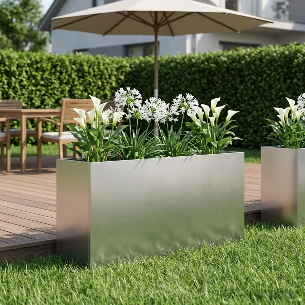 Vaso da giardino Argento 100 x 30 x 40 cm Acciaio Inox 8005618
