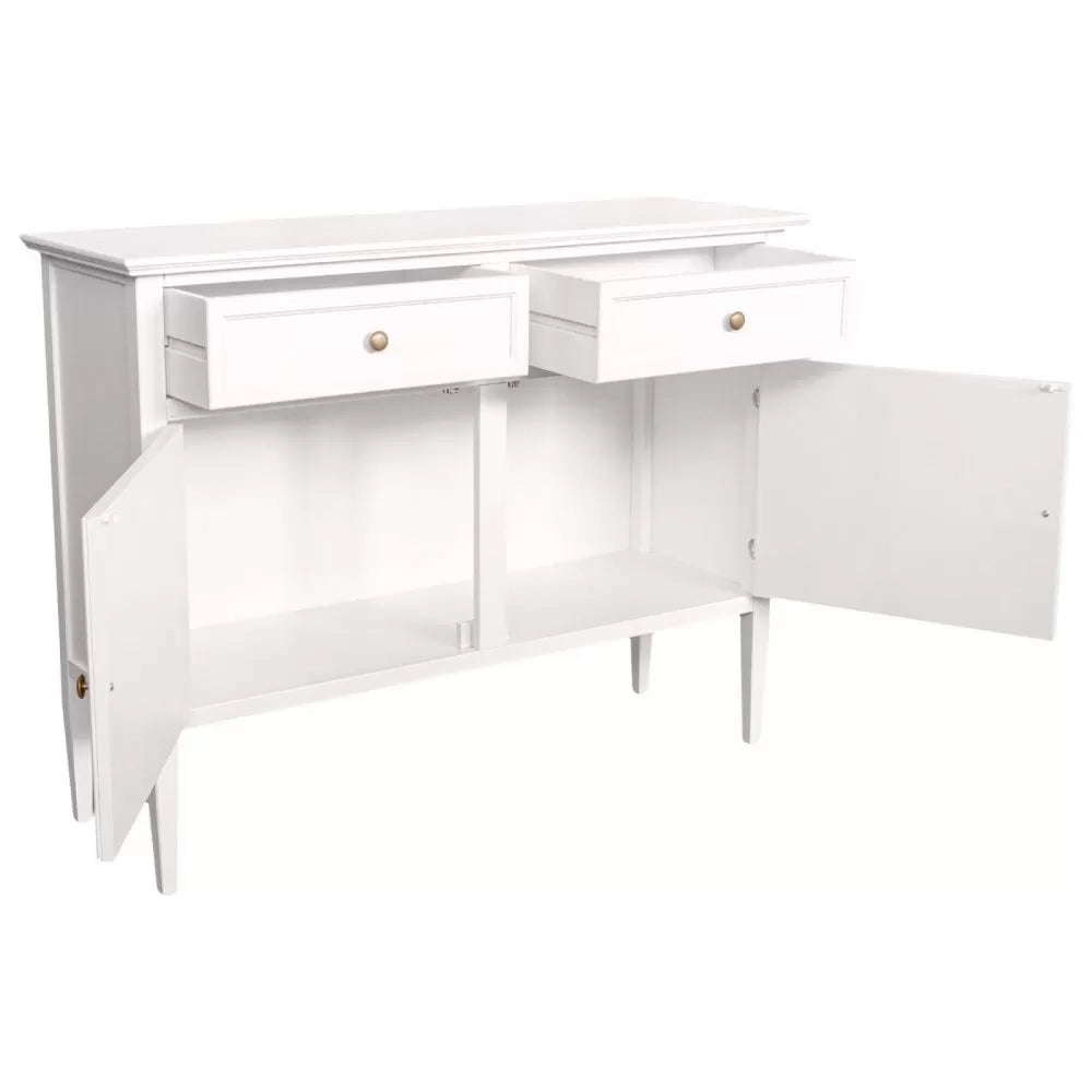 Madia credenza 2 porte 2 cassetti legno shabby bianco 110x35x83 - Mobili 2G