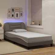 Giroletto con LED senza Materasso-Struttura Letto Hvar Tortora 100x200 cm in Tessuto