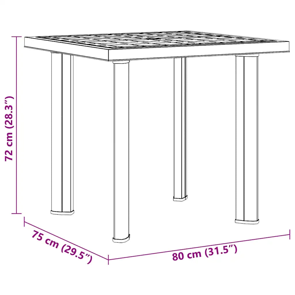 Tavolo da Giardino Antracite 80x75x72 cm in Plastica 48804