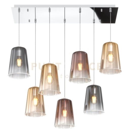 SOSPENSIONE CROMO RETTANGOLARE 7 LUCI (3 AM+2 RA+2 CR) 1164CR-S7 R-MC