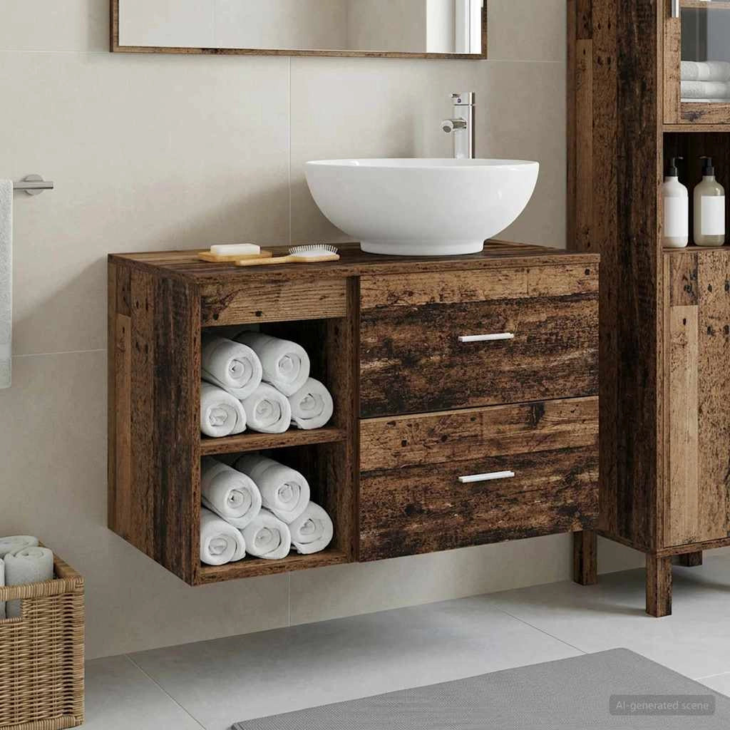 Set di mobili per il bagno 2 pz Legno antico 3403918