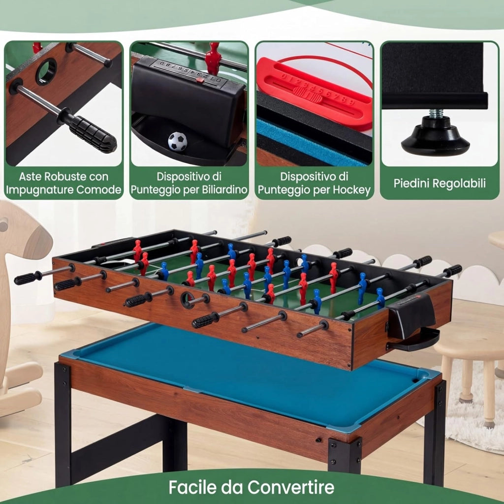 15 in 1 Set da Tavolo da Gioco Combo, Tavolo Multigioco Basket Calcetto Hockey Biliardo Ping Pong Bowling Shuffleboard ecc, Set Combinato per Giochi Multipli per Bar Casa Ufficio