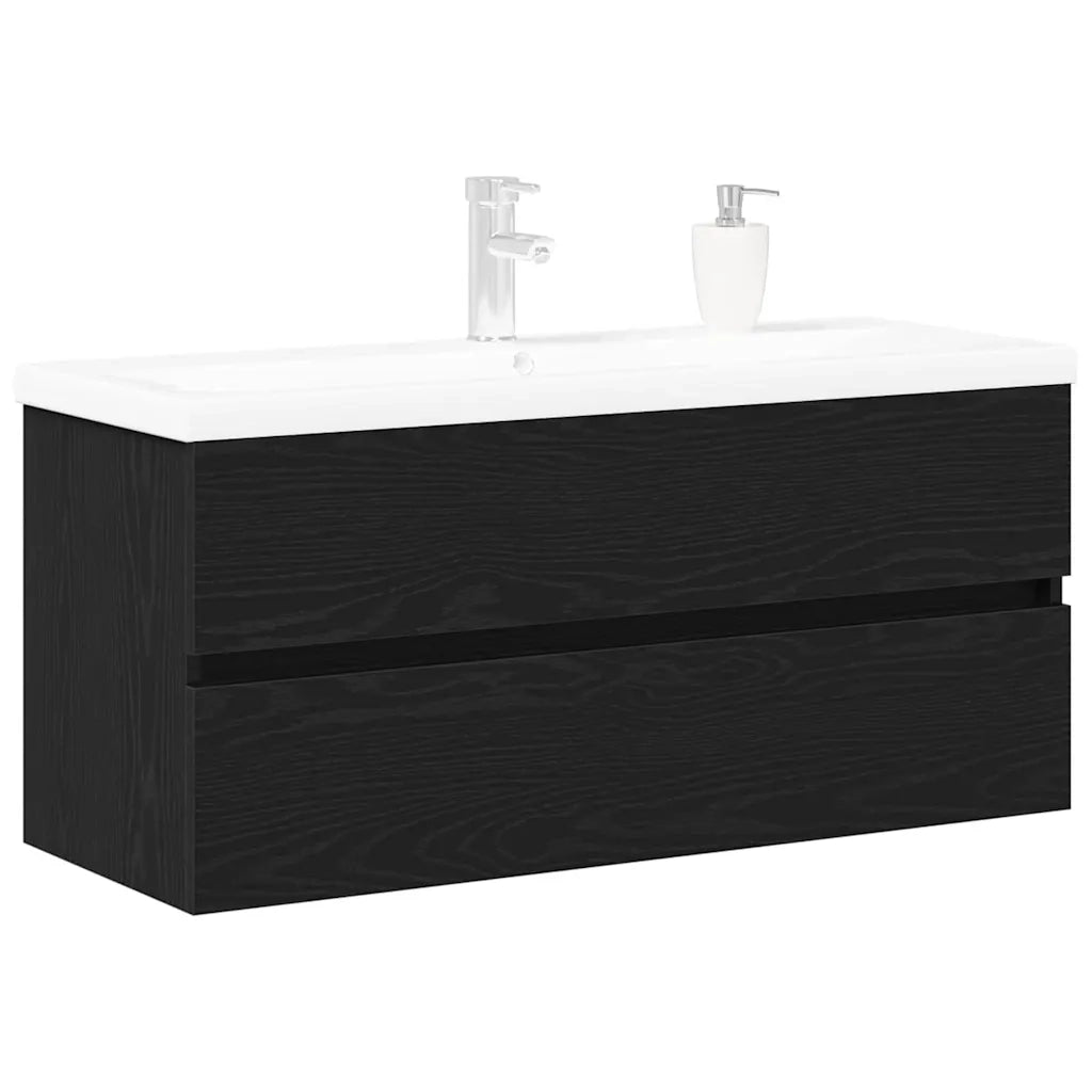 Mobile Lavabo-Armadietto da bagno Rovere nero 90 x 39 x 62 cm Legno multistrato 608433
