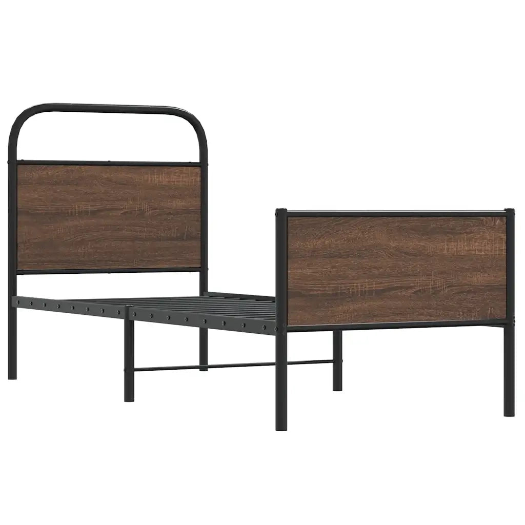 Letto singolo | Letto per adulti | Giroletto senza Materasso Rovere Marrone 80x200cm in Truciolato