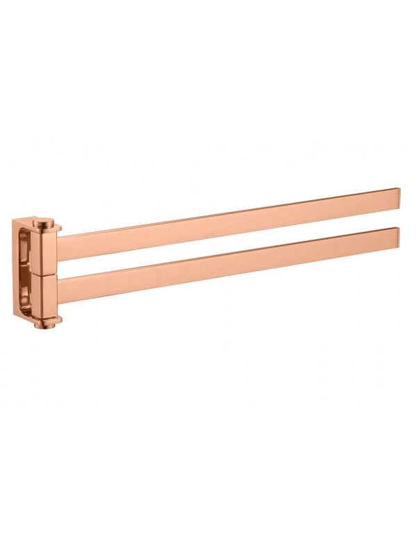 Portasciugamani doppio girevole NIL in ottone oro rosa lucido 37 cm