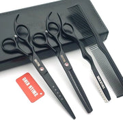 Set di forbici da capelli 7 pollici - forbici da capelli e forbici più sottili con spazzola a rasatura - nero
