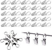 Clip per tenda 100 pezzi - Clip per tenda in acciaio inossidabile - Haken per tenda metallici - Rulli per tenda robusti - Capacità di sollevamento duratura e forte - Adatto per tende e tende doccia - Codice prodotto: 100 pezzi