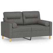 Divano | Divano da soggiorno | Sofa a 2 Posti con Cuscini Grigio Scuro 120 cm in Tessuto