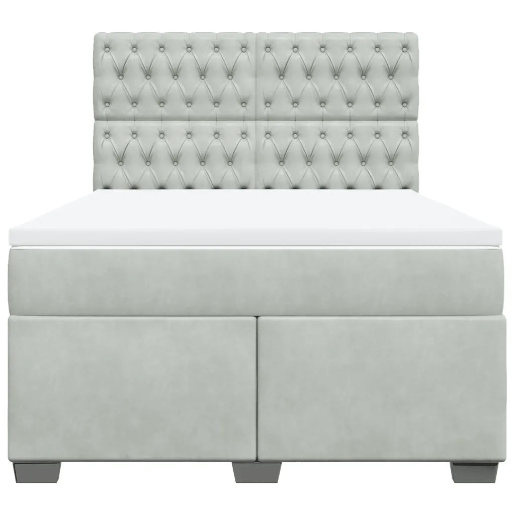 vidaXL Giroletto a Molle con Materasso Grigio Chiaro 140x190cm Velluto
