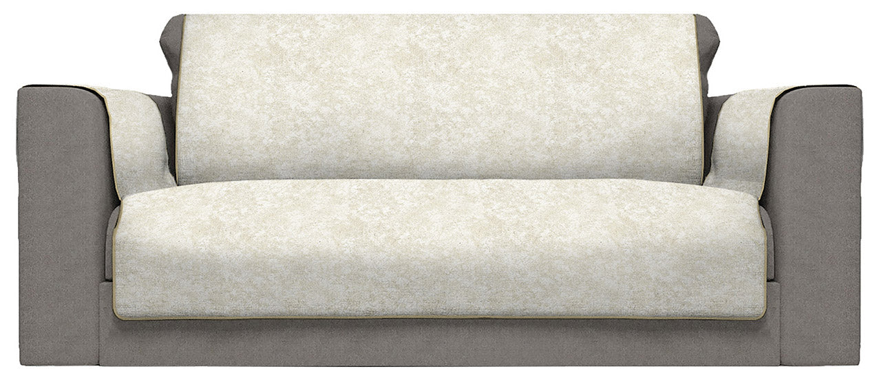 Copridivano con Copri Braccioli Seduta 125 cm in Poliestere e Cotone Panna