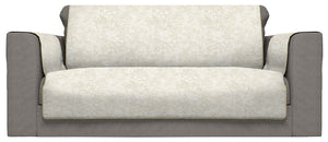 Copridivano con Copri Braccioli Seduta 125 cm in Poliestere e Cotone Panna