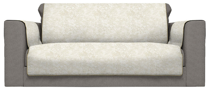 Copridivano con Copri Braccioli Seduta 125 cm in Poliestere e Cotone Panna