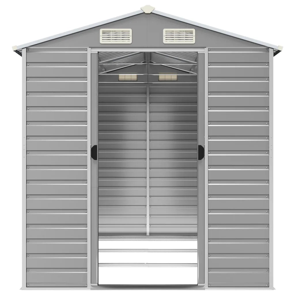 Casetta da giardino grigio chiaro 191x300x198 cm in acciaio zincato 3188244