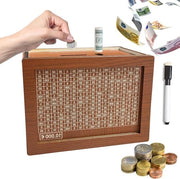Cassa di Risparmio per Adulti - Cassa in Legno Retro con Numeri - Cassa di Vacanza - 10.000 Euro - Biglietti - Da Compilare - 20 x 145 cm