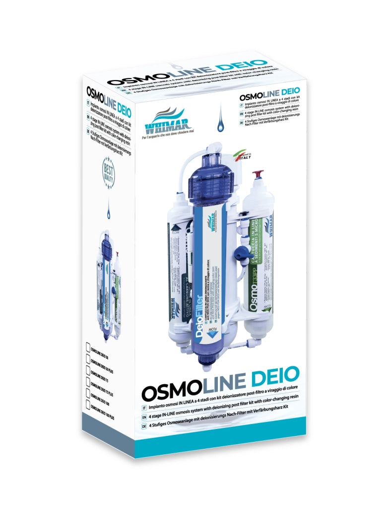 Whimar OsmoLine Deio 50GPD 190 L/g - Impianto in linea con membrana Vontron, flush-valve e post-filtro deionizzante