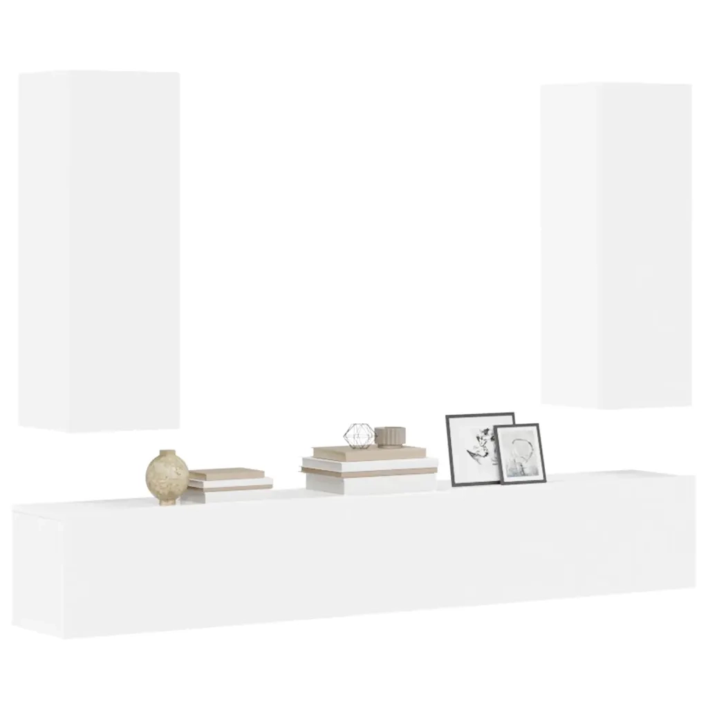 Set di Mobili Porta TV 5 pz-Credenza per TV Bianco in Legno Multistrato 249901
