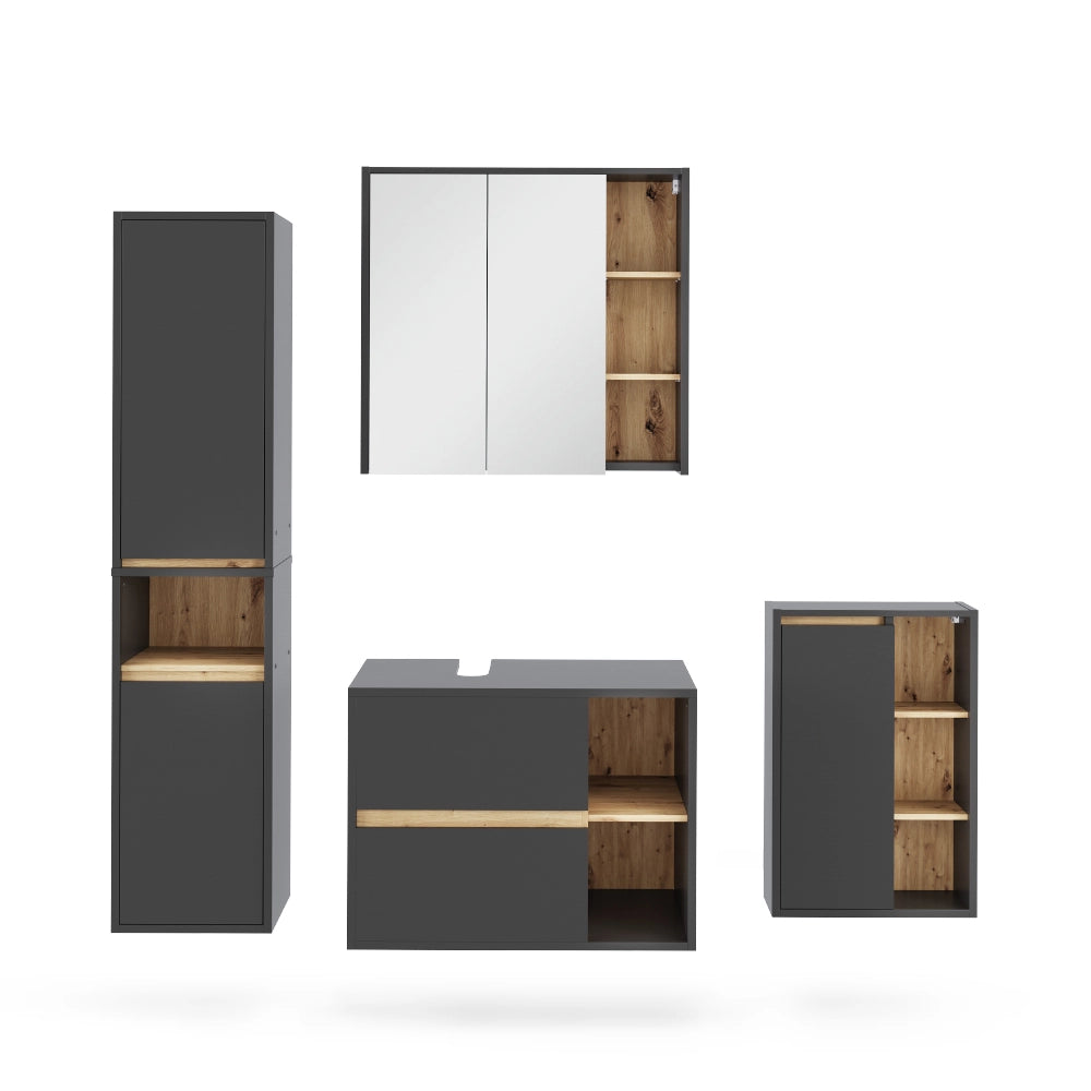 Vicco Set di mobili da bagno Grigio/Artisan 4 parti