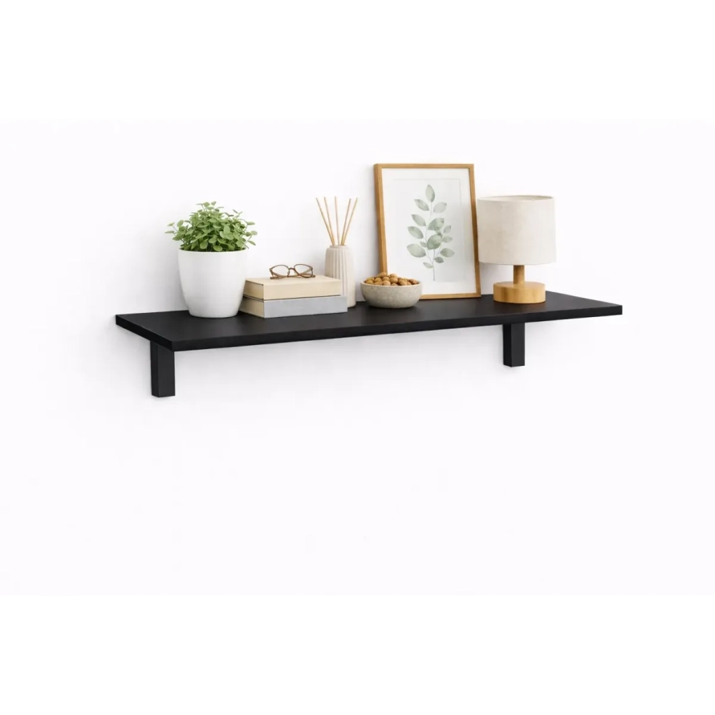 Mensola da Muro da appoggio in Legno nobilitato spessore 1,8 cm in colore Nero 70x40 cm