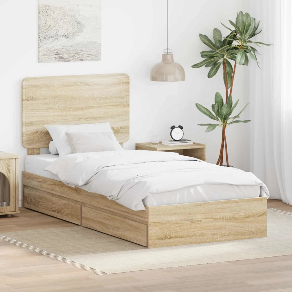 Letto con Contenitore con testiera Rovere Sonoma 75 x 190 cm