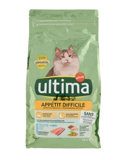 ULTIMA CAT CROCCANTINI APPETITO DIFFICILE FORMATO 1,5 KG TROTA, RISO E LEGUMI