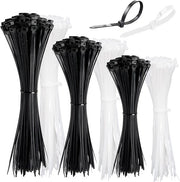 Set di cavi elettrici di fissaggio da 300 pezzi - Fissaggi in nylon - 100/200/300 mm - Nero/bianco - Per uso interno/esterno - Ideali per il controllo dei cavi