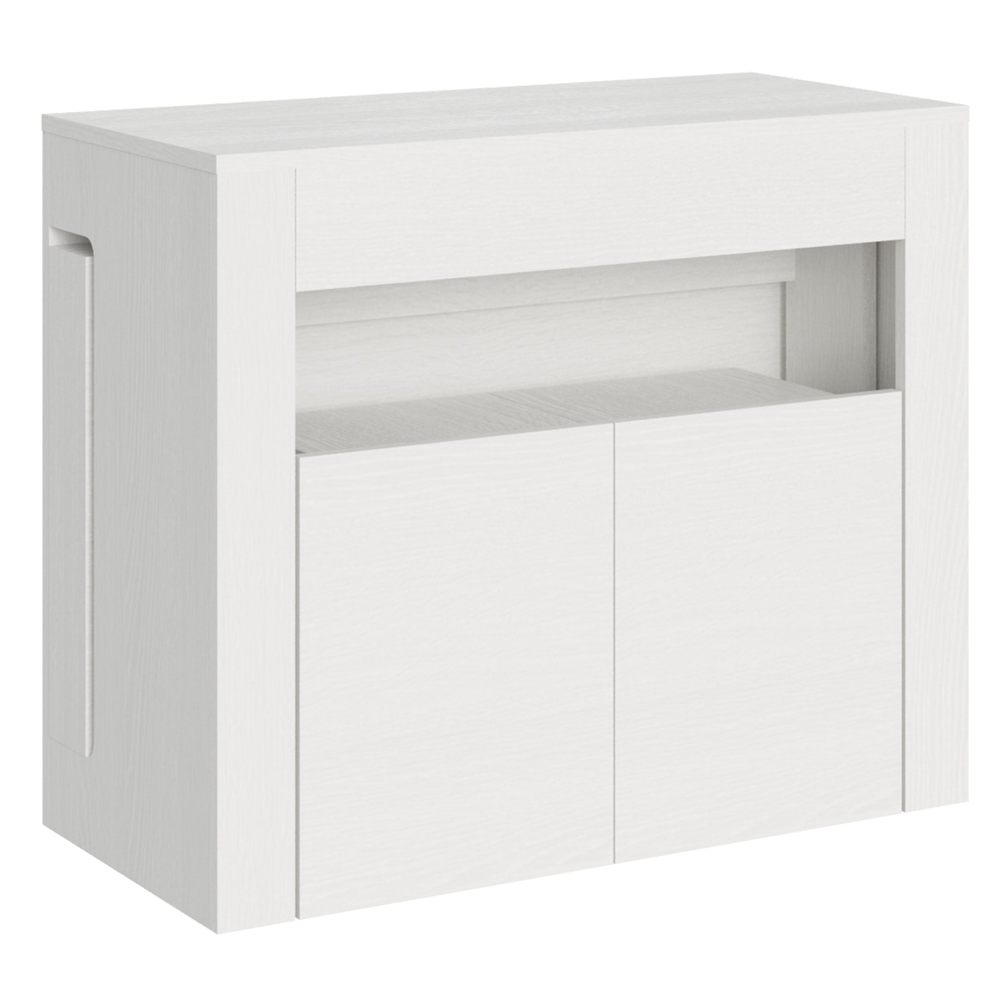Consolle Tavolo Allungabile 90-302x42x75 cm Evolve Bianco Frassino con Panca Inferiore