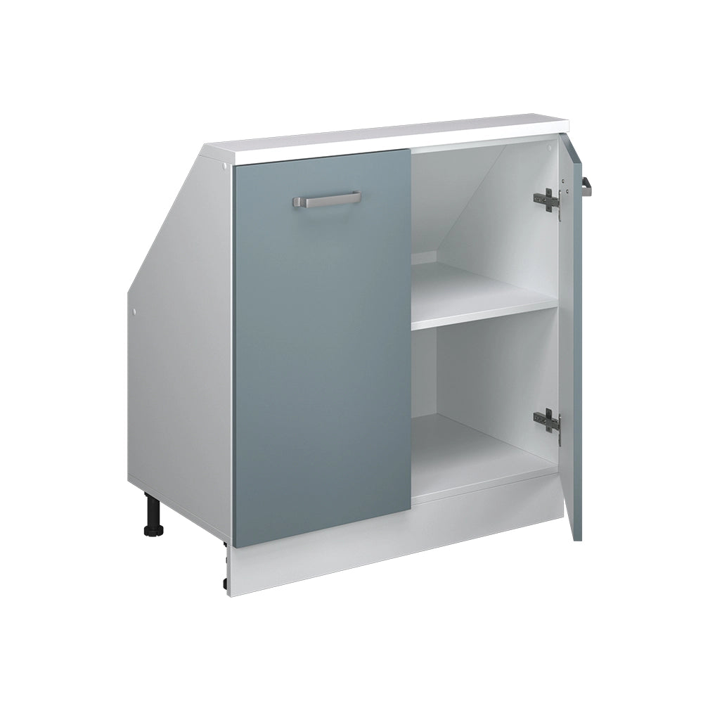 Mobile cucina sottotetto R-Line Grigio-blu/Bianco 80 cm con 2 porte Vicco