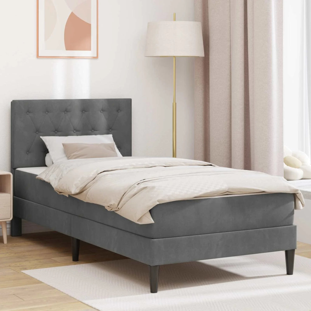 Struttura letto con materasso Grigio scuro 90 x 190 cm Velluto 3415257