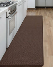 Mat di cucina con superficie antiscivolo e antivermoeidimento, lavabile, con rivestimento schiumato, dimensioni 44x150 cm, colore marrone.