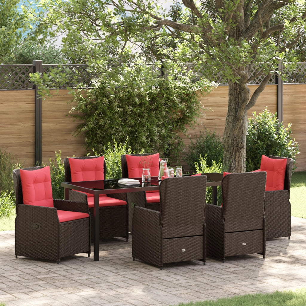 Set da Pranzo da Giardino da 7 Pezzi Beige in Polyrattan