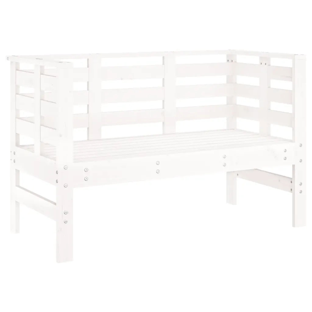 Panca da Giardino-Sgabello-Panca da esterno Bianca 111,5x53x71 cm Legno Massello di Pino