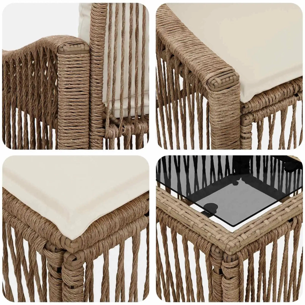 Set Divano da Giardino 4 pz | Set Salotto da Giardino Beige polyrattan